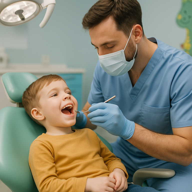 معاینه منظم دندان‌های شیری کودکان در کلینیک دندانپزشکی پارسیان نازی‌آباد جنوب تهران. خدمات تخصصی اطفال با امکان وقت گرفتن فوری و رزرو آنلاین از طریق چت‌بات هوشمند