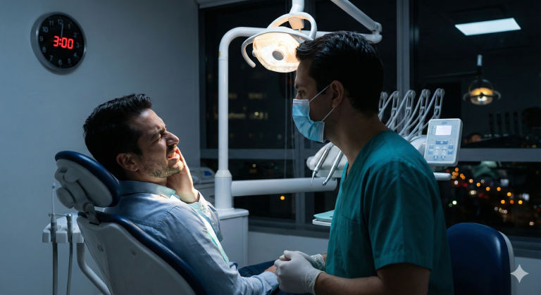 بیمار دچار دندان‌درد شبانه در دندانپزشکی پارسیان نازی‌آباد جنوب تهران